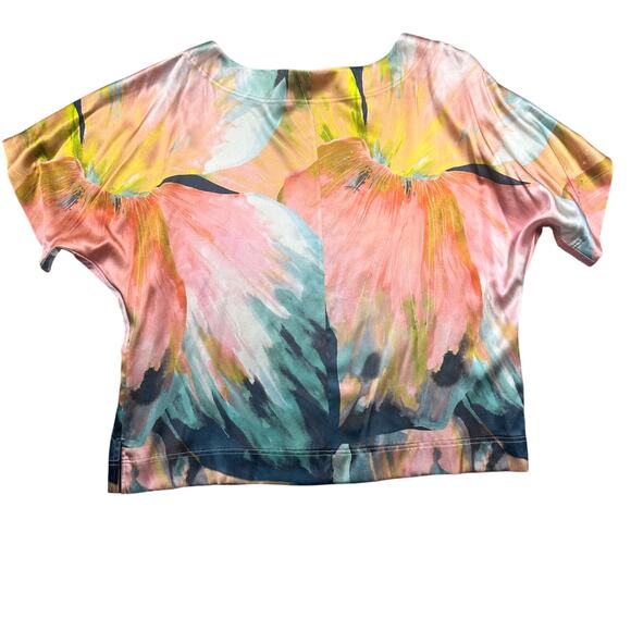 St. John Abstract Watercolor Luxe Silk Blend Blouse Size XL - Picture 4 of 5